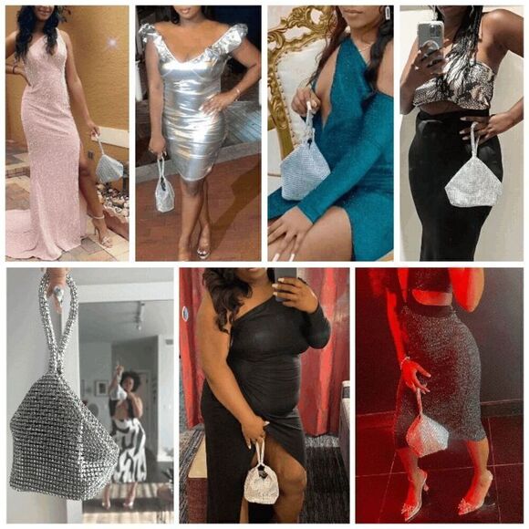 ✨ Glitter Decor Sparkly Shiny Bling Evening Party Purse Clutch Wristlet Bag NEW - Picture 16 of 17